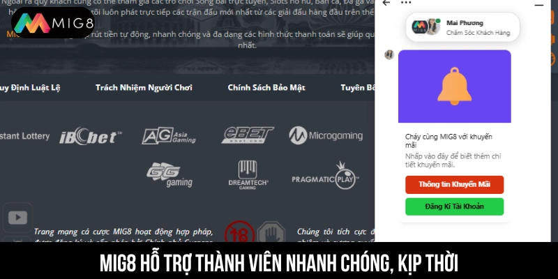 MIG8 hỗ trợ các thành viên nhanh chóng 